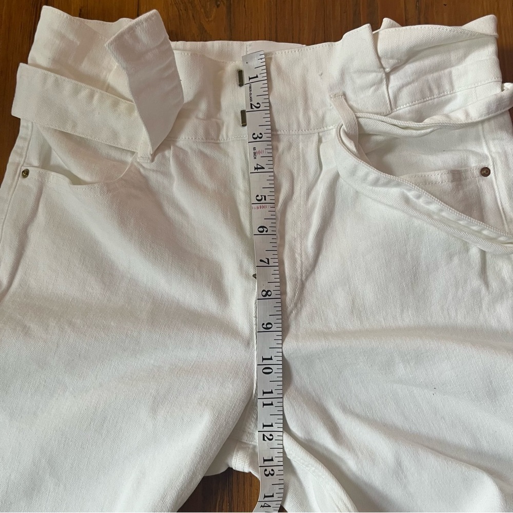FRAME White High Waist Belted Pleated Pegged Jeans in 29 Crop - Picture 7 of 8